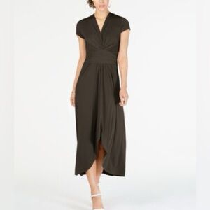 EUC Michael Kors Olive/Army Green cross front midi dress - Size M